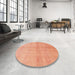 Round Abstract Bright Orange Modern Rug in a Office, abs1402