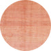 Round Machine Washable Abstract Bright Orange Rug, wshabs1402