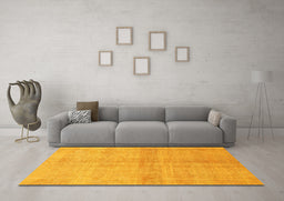 Machine Washable Abstract Yellow Modern Rug in a Living Room, wshabs1402yw