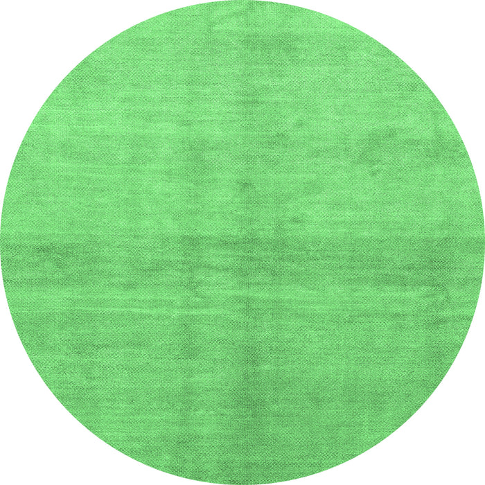 Round Machine Washable Abstract Emerald Green Modern Area Rugs, wshabs1402emgrn