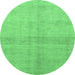 Round Abstract Emerald Green Modern Rug, abs1402emgrn