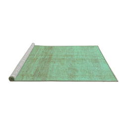 Sideview of Machine Washable Abstract Turquoise Modern Area Rugs, wshabs1402turq