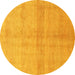 Round Abstract Yellow Modern Rug, abs1402yw