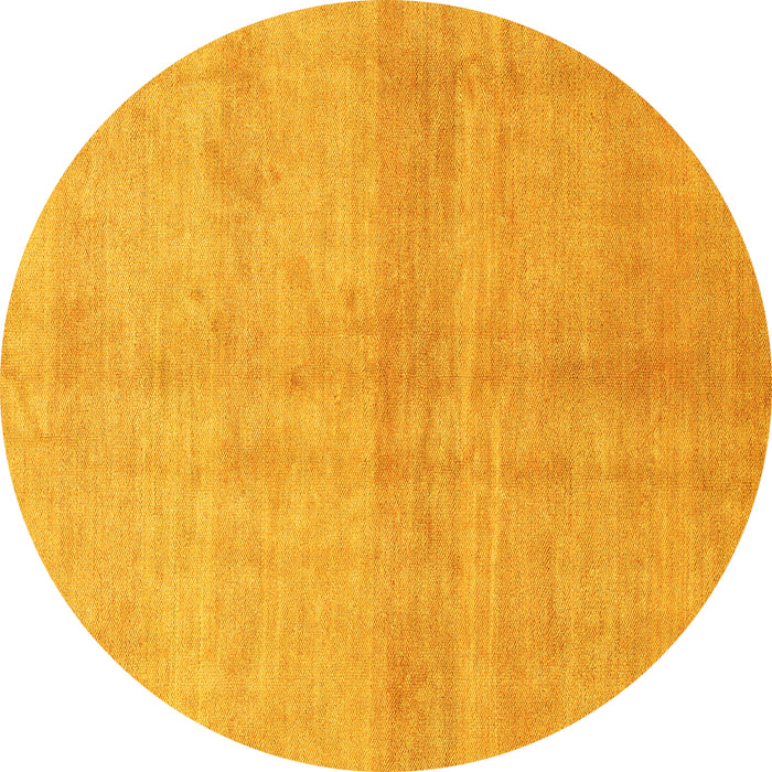 Round Machine Washable Abstract Yellow Modern Rug, wshabs1402yw