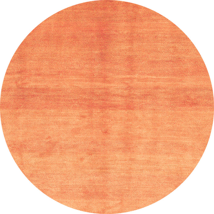 Round Machine Washable Abstract Orange Modern Area Rugs, wshabs1402org