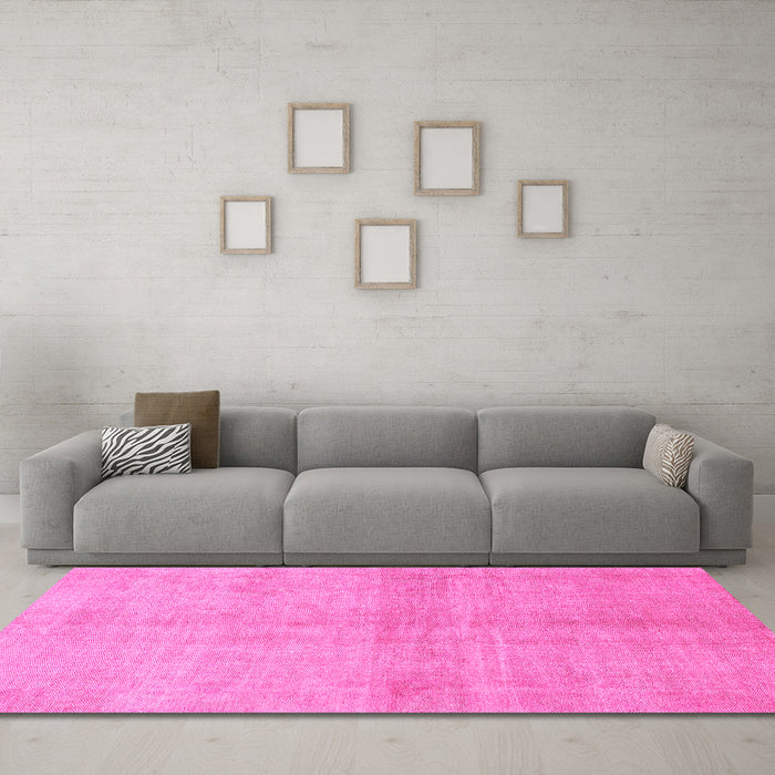 Machine Washable Abstract Pink Modern Rug in a Living Room, wshabs1402pnk