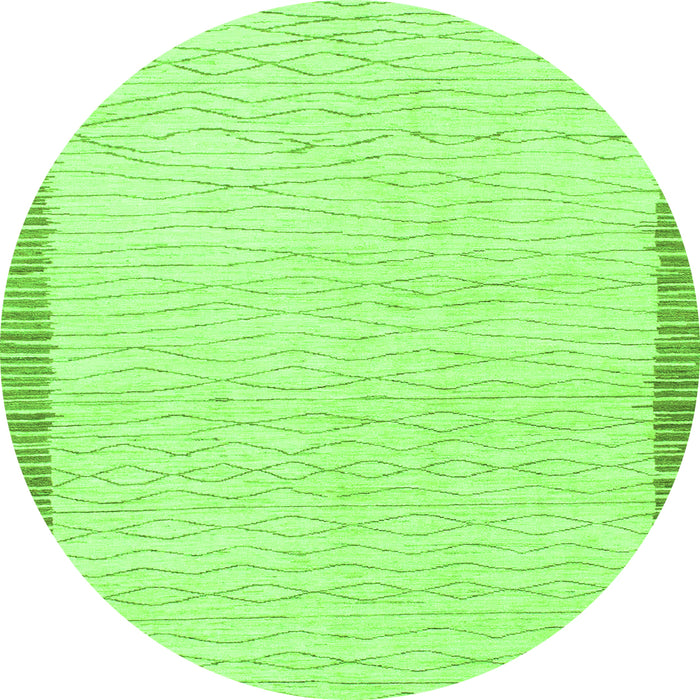 Round Machine Washable Solid Green Modern Area Rugs, wshabs1403grn