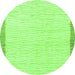 Round Machine Washable Solid Green Modern Area Rugs, wshabs1403grn