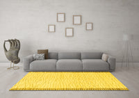 Machine Washable Solid Yellow Modern Rug, wshabs1403yw