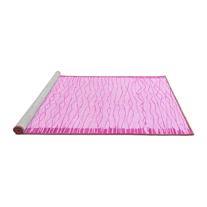 Sideview of Machine Washable Solid Pink Modern Rug, wshabs1403pnk