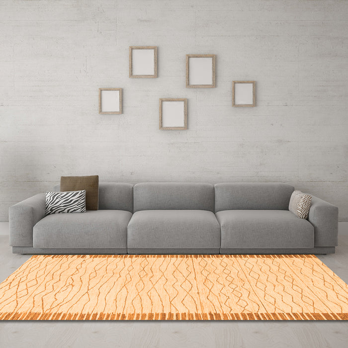 Machine Washable Solid Orange Modern Area Rugs in a Living Room, wshabs1403org