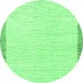 Round Machine Washable Solid Emerald Green Modern Area Rugs, wshabs1403emgrn