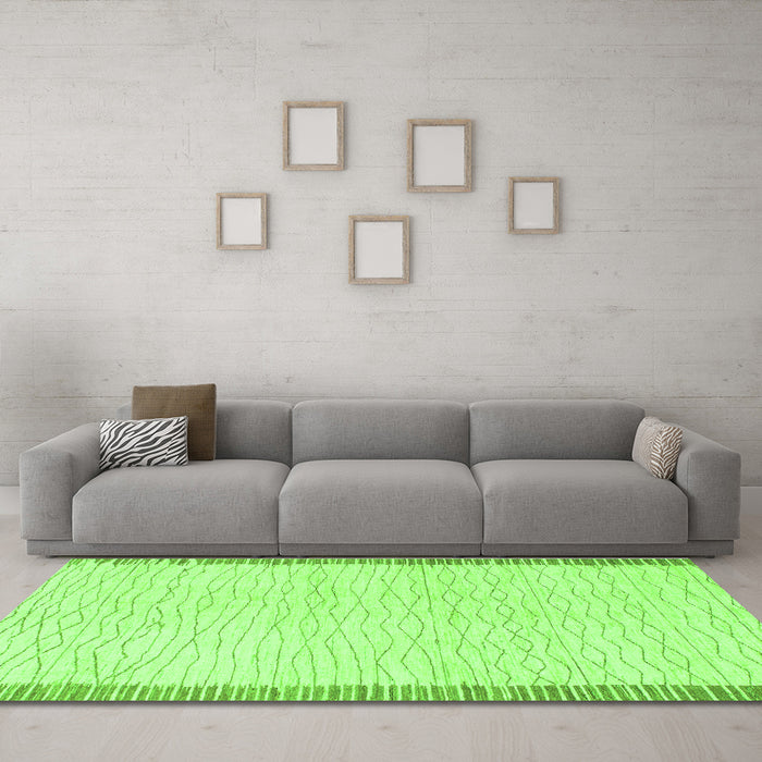Machine Washable Solid Green Modern Area Rugs in a Living Room,, wshabs1403grn