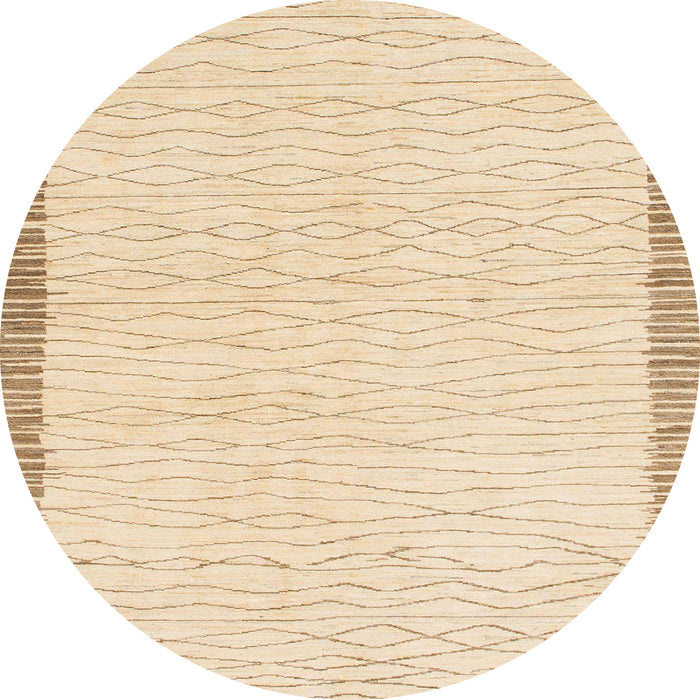 Round Machine Washable Abstract Khaki Gold Rug, wshabs1403
