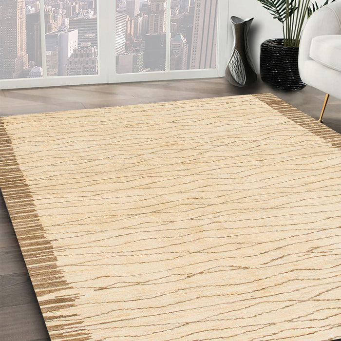 Abstract Khaki Gold Solid Rug in Family Room, abs1403