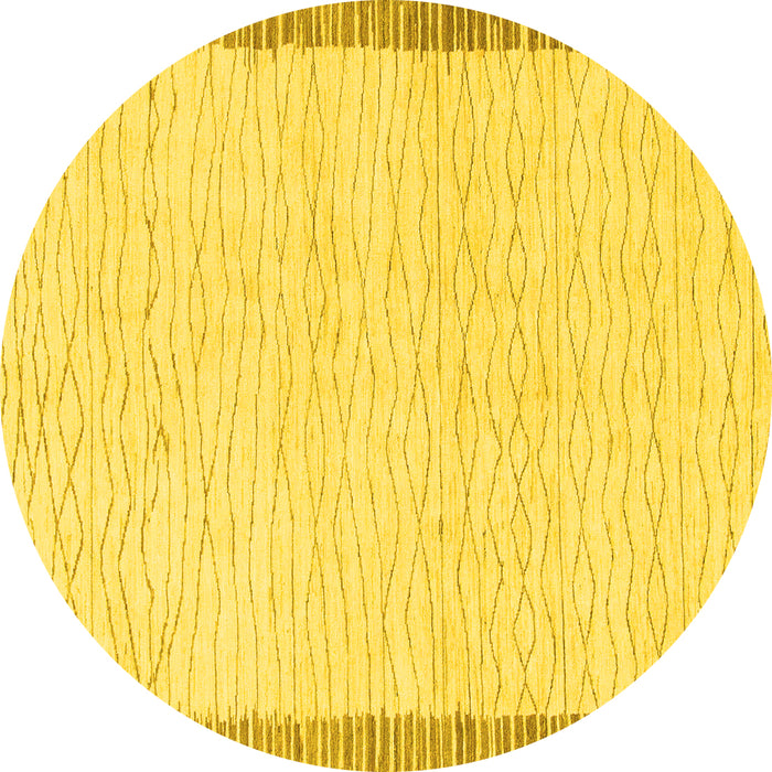 Round Machine Washable Solid Yellow Modern Rug, wshabs1403yw