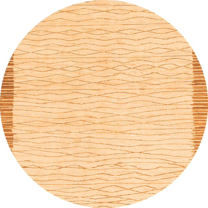 Round Machine Washable Solid Orange Modern Area Rugs, wshabs1403org