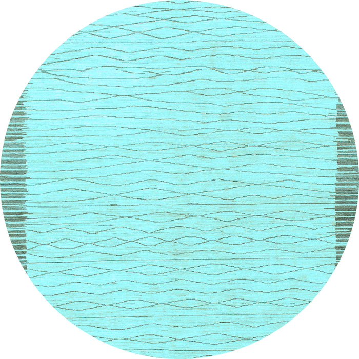 Round Machine Washable Solid Light Blue Modern Rug, wshabs1403lblu