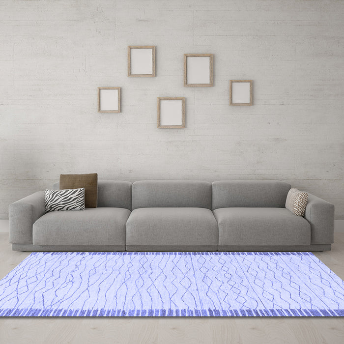 Machine Washable Solid Blue Modern Rug in a Living Room, wshabs1403blu