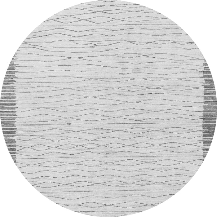 Round Machine Washable Solid Gray Modern Rug, wshabs1403gry