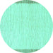 Round Solid Turquoise Modern Rug, abs1403turq