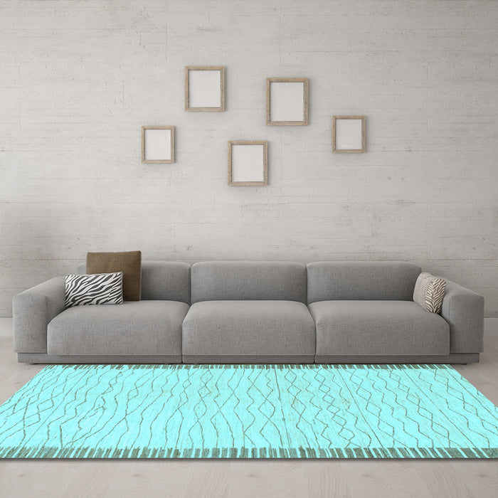 Machine Washable Solid Light Blue Modern Rug in a Living Room, wshabs1403lblu