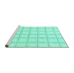 Sideview of Machine Washable Solid Turquoise Modern Area Rugs, wshabs1404turq