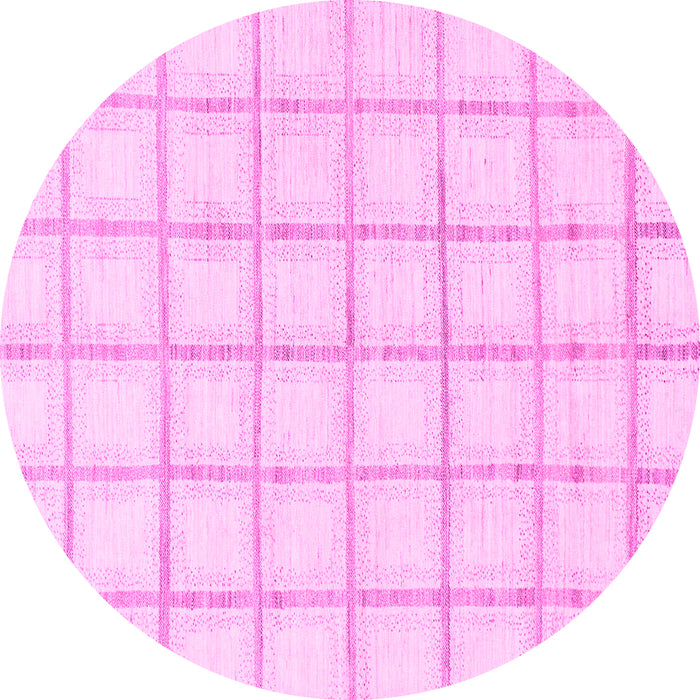 Round Machine Washable Solid Pink Modern Rug, wshabs1404pnk