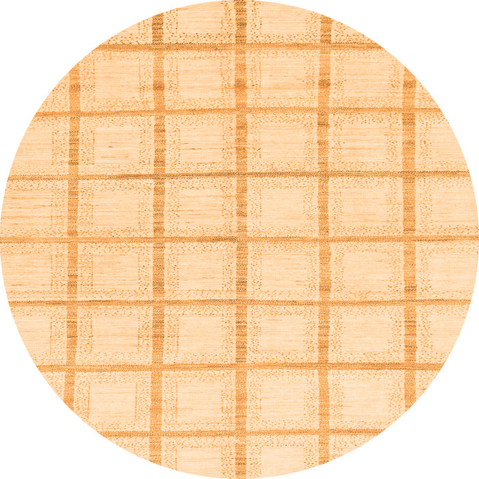 Round Machine Washable Solid Orange Modern Area Rugs, wshabs1404org