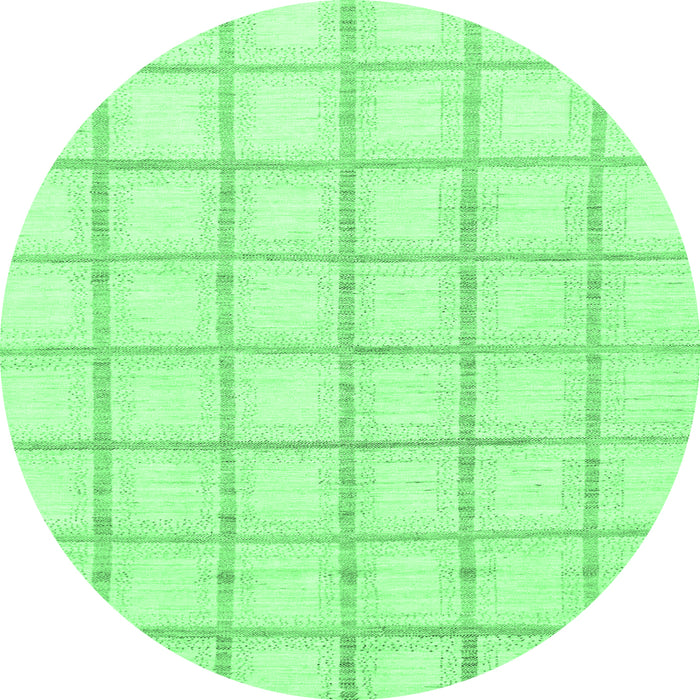 Round Machine Washable Solid Emerald Green Modern Area Rugs, wshabs1404emgrn