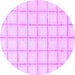 Round Machine Washable Solid Purple Modern Area Rugs, wshabs1404pur