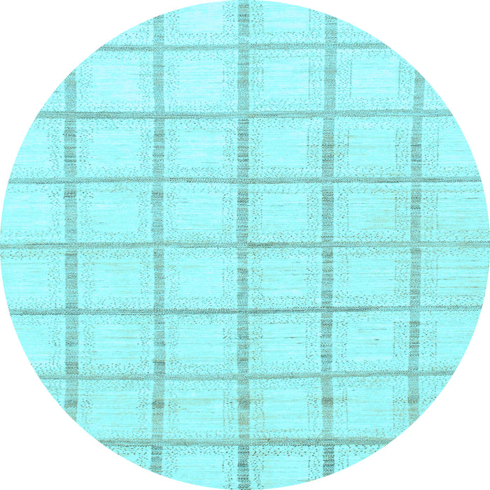 Round Machine Washable Solid Light Blue Modern Rug, wshabs1404lblu