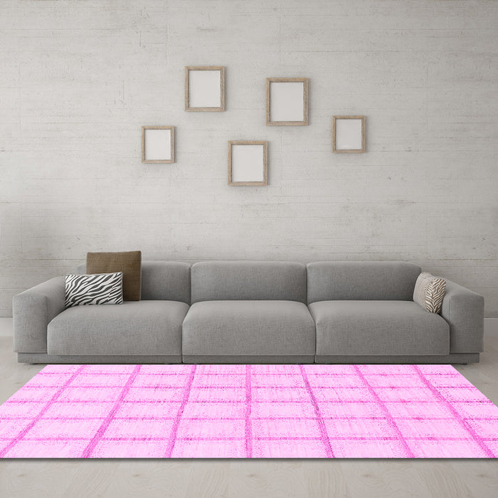 Machine Washable Solid Pink Modern Rug in a Living Room, wshabs1404pnk