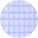 Round Machine Washable Solid Blue Modern Rug, wshabs1404blu