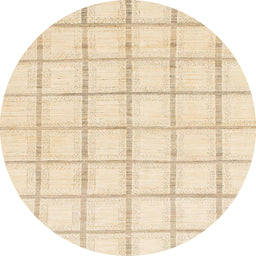 Round Abstract Yellow Solid Rug, abs1404