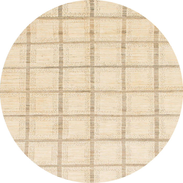 Round Abstract Yellow Solid Rug, abs1404