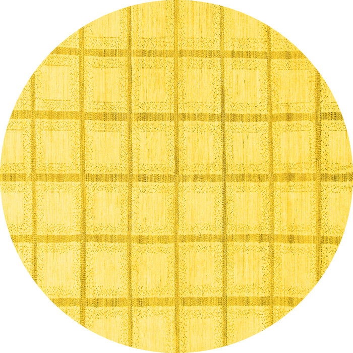 Round Machine Washable Solid Yellow Modern Rug, wshabs1404yw