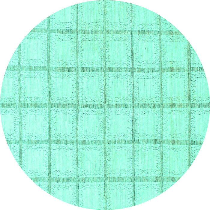 Round Machine Washable Solid Turquoise Modern Area Rugs, wshabs1404turq