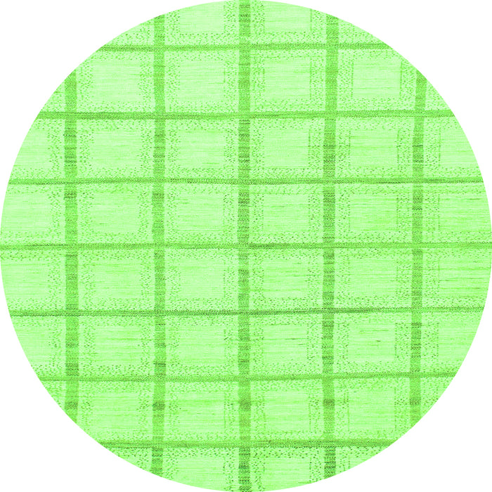 Round Machine Washable Solid Green Modern Area Rugs, wshabs1404grn