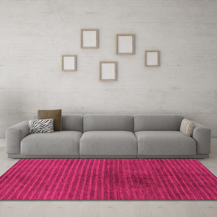 Machine Washable Abstract Pink Modern Rug in a Living Room, wshabs1405pnk