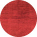 Round Machine Washable Abstract Orange Modern Area Rugs, wshabs1405org