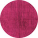 Round Machine Washable Abstract Pink Modern Rug, wshabs1405pnk