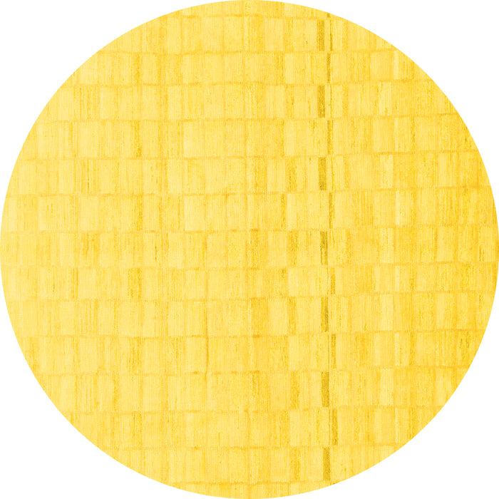 Round Machine Washable Solid Yellow Modern Rug, wshabs1406yw