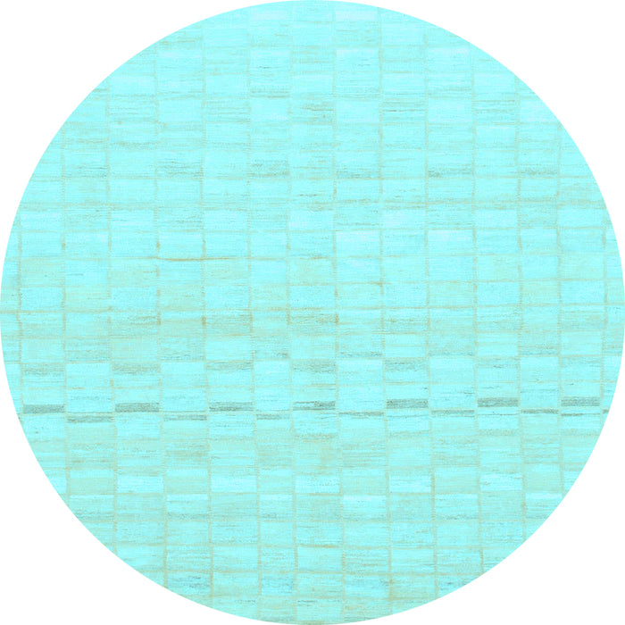 Round Machine Washable Solid Light Blue Modern Rug, wshabs1406lblu