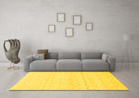 Machine Washable Solid Yellow Modern Rug, wshabs1406yw