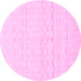 Round Machine Washable Solid Pink Modern Rug, wshabs1406pnk