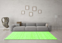 Machine Washable Solid Green Modern Rug, wshabs1406grn