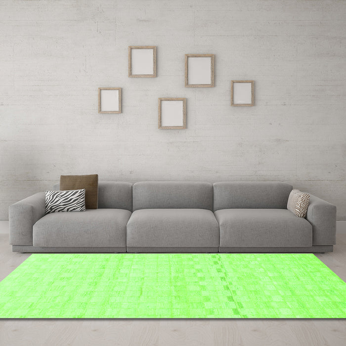 Machine Washable Solid Green Modern Area Rugs in a Living Room,, wshabs1406grn