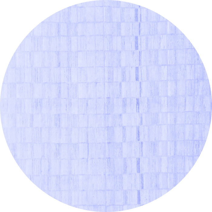 Round Machine Washable Solid Blue Modern Rug, wshabs1406blu