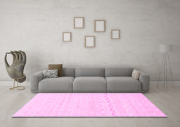 Machine Washable Solid Pink Modern Rug in a Living Room, wshabs1406pnk
